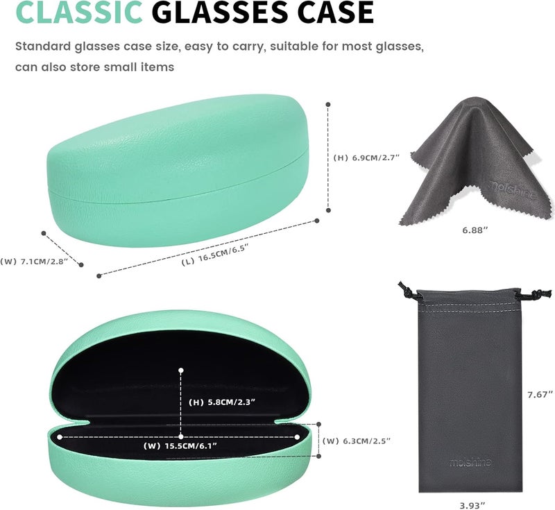 molshine Hard Shell Sunglasses Case,Classic Large Glasses Case for Sunglass,Eyeglasses with Cleaning Cloth,Pouch - Image 3